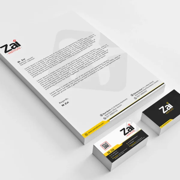 Professional business letterhead with accompanying business card.