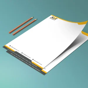 Contemporary business letterhead with yellow accents