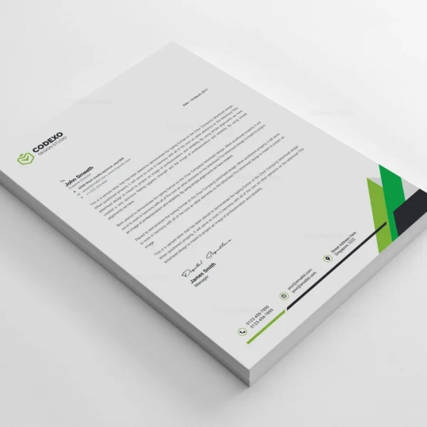 Professional letterhead example from Codexo.
