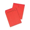 Red inter-department delivery envelopes with holes and printed form.