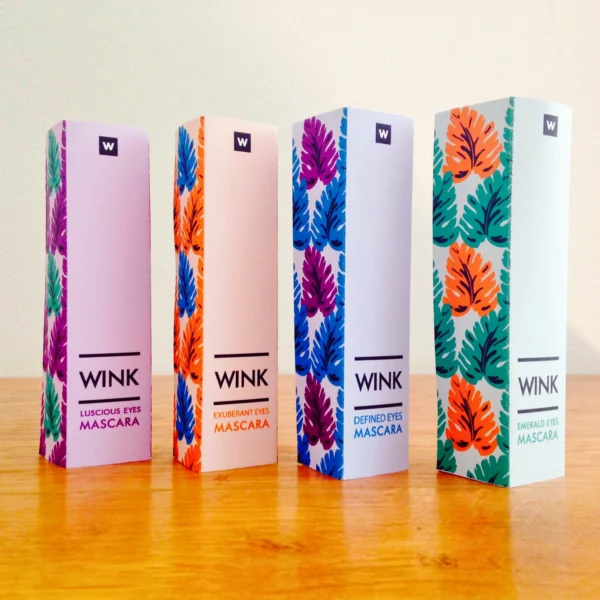 Wink mascara collection featuring multiple vibrant designs.