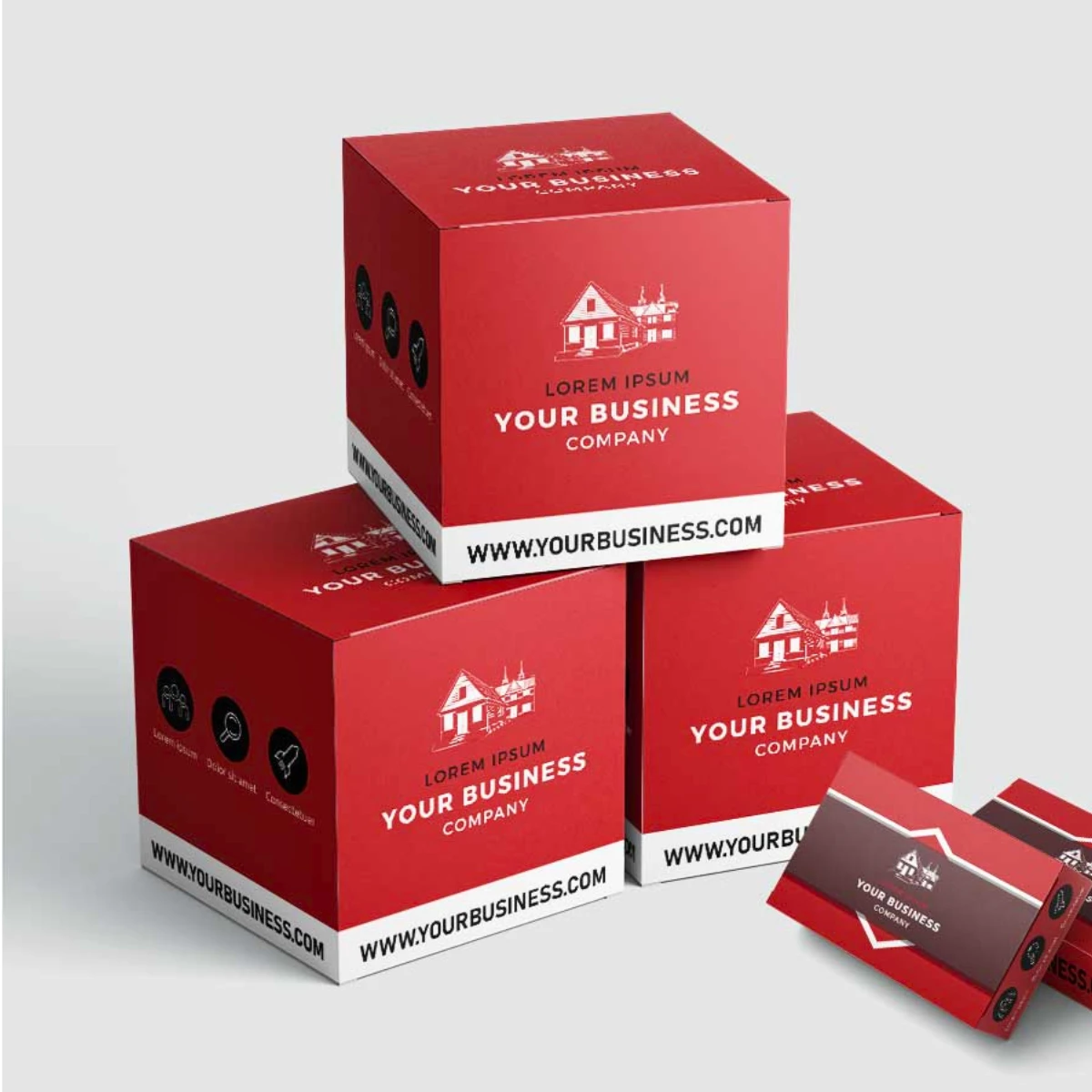 Custom size cardboard boxes in various shapes and designs, showcasing BoxPrintify's packaging solutions.