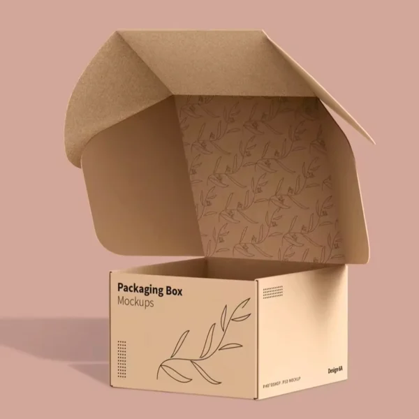 Custom size cardboard boxes stacked neatly, showcasing the quality and craftsmanship of BoxPrintify's packaging solutions.