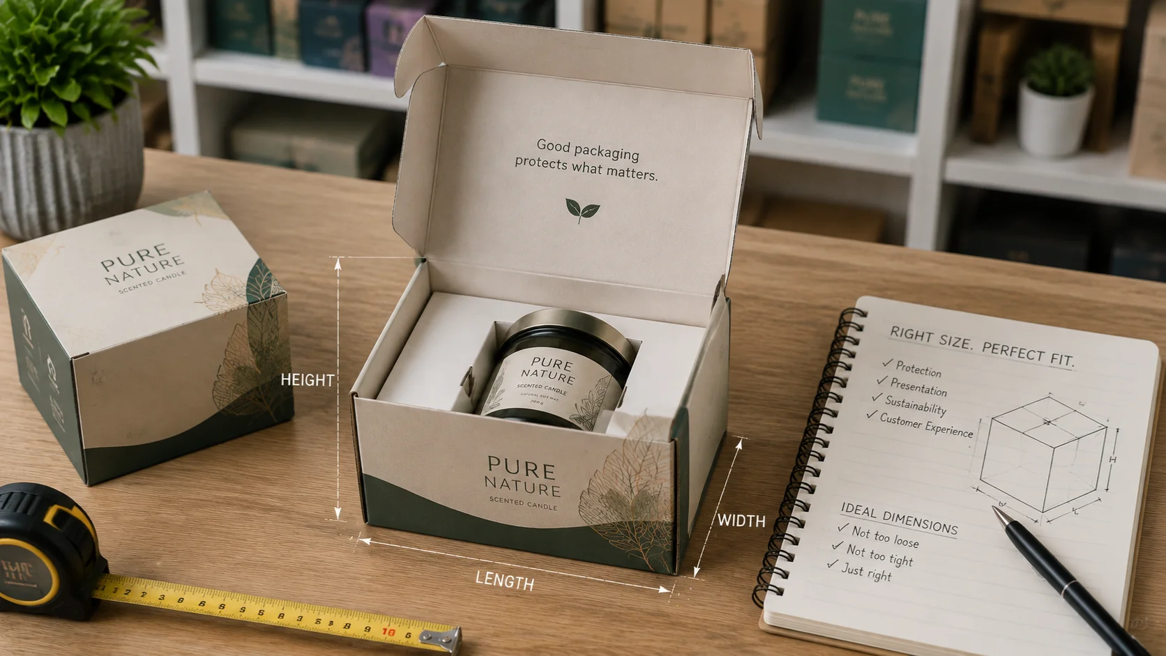 Product packaging example showing the importance of choosing the correct box size for protection and fit